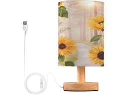 Abajur De Cabeceira Em Formato Girassol Para Quarto, Abajur De Cabeceira Led, Luminária De Leitura Com Portas Usb E