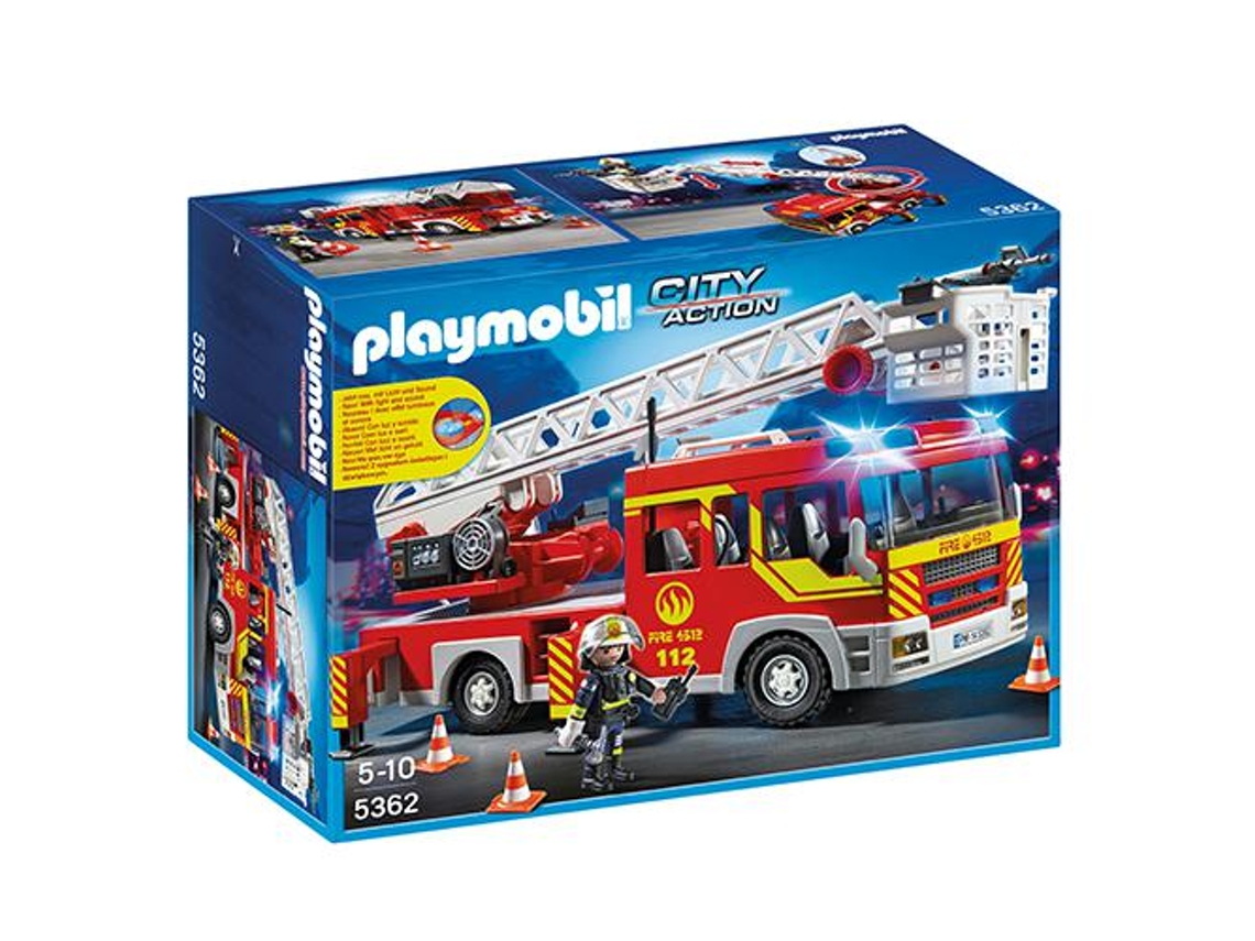 PLAYMOBIL City Action - Carro dos Bombeiros Com Escada, Luzes e Som