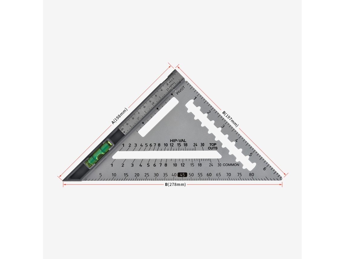 Régua Triangular de Aço Carbono com Nível de Bolha YURU