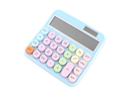 Calculadora Mecânica 12 Dígitos Tela Inclinada 15° Teclas Grandes Redondas Bateria Solar Cute Rosa Roxo Branco Azul