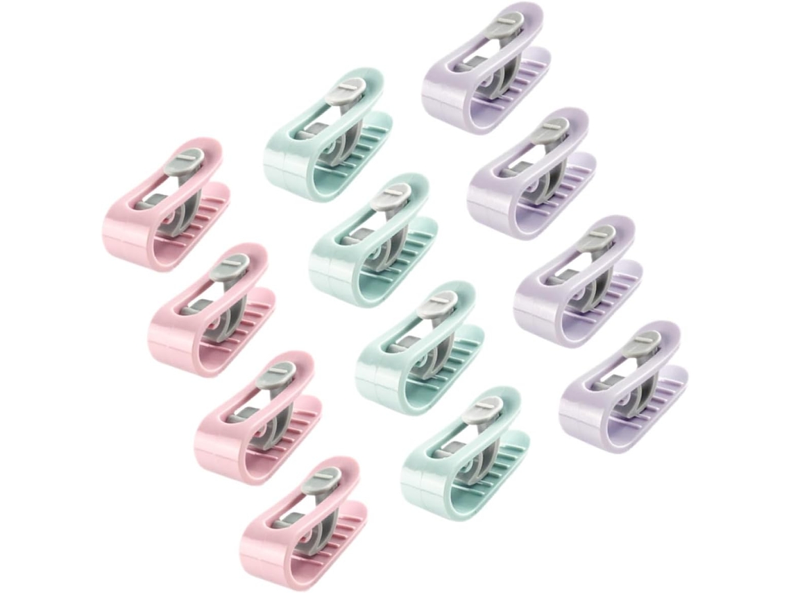 Conjunto De 12 Prendedores Antiderrapantes Para Capa Edredom, Nas Cores Verde, Roxo E Rosa, Ideais Para Fixar Colchas E