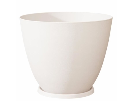 Elemento de Flowerpot Exterior redondo, cores brancas, Ø30 cmx H.23.5 cm - 10l -Garantie 5 anos contra UV e gel - Poético