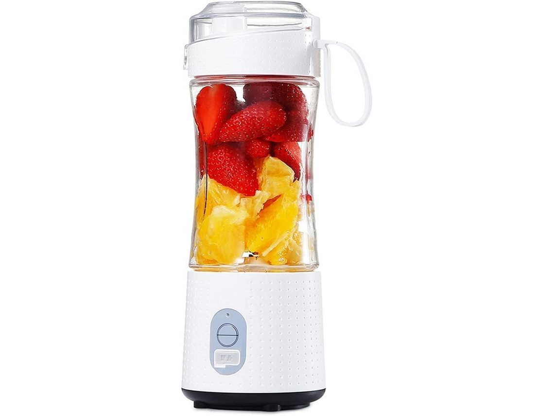 Liquidificador Portátil Usb Recarregável, 6 Lâminas, Aço Inox 304, 400ml, Branco