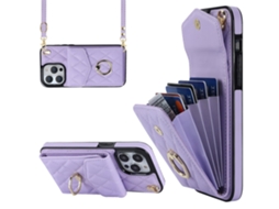 Suporte Casa Bloqueio Rfid Para Iphone 15 Pro Pele Sintética Com Porta-cartões Roxo