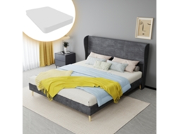 Cama Capitone Moderna 160x200 Cm Com Cabeceira Macia E Colchão Cinza