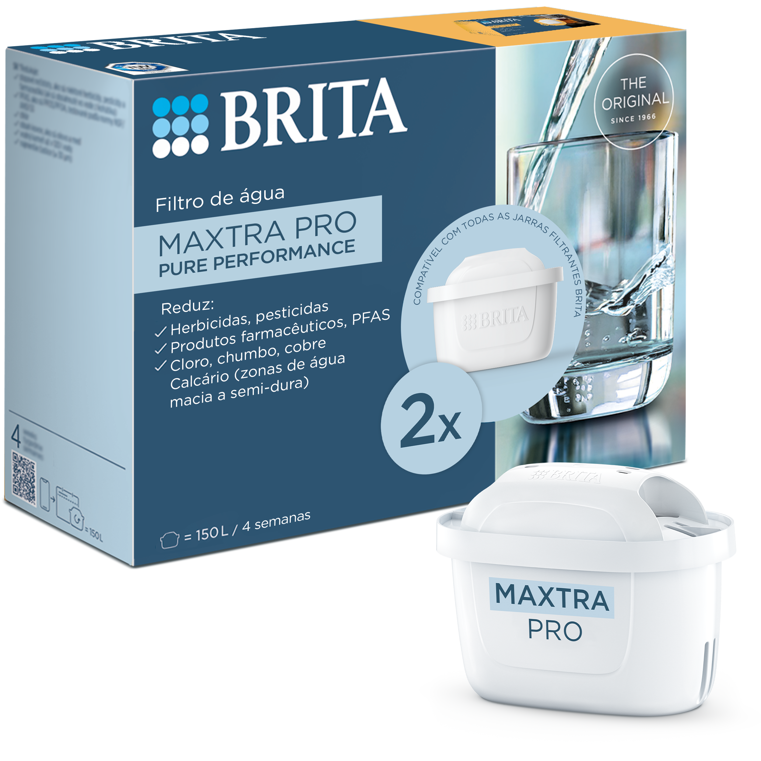 BRITA Cartucho Filtrante de Água MAXTRA PRO Pure Performance All-in-1) Pack 2 | Recarga original para todas as jarras BRITA