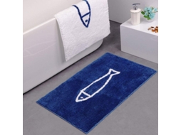 2026 tapete Antideslizante de Baño Linjou, Azul e Branco, Padrão de Peixes, Secagem Rápida, 50x80 Cm 50 X 80 Cm Azul