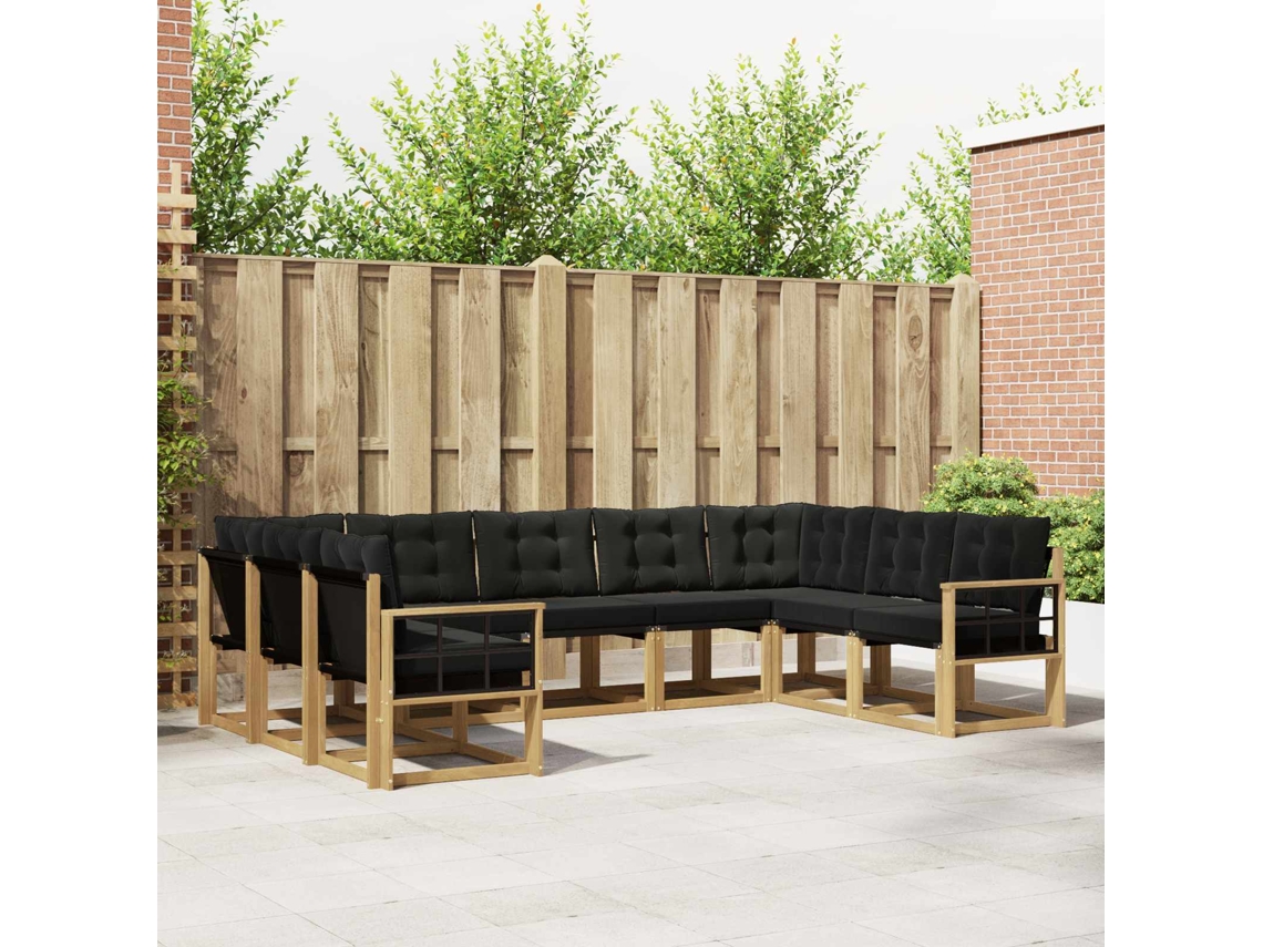 Vidaxl Conjunto De Sofás Para Exterior 9 Unid. Branco E Preto
