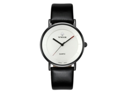 Relógio de pulso casual masculino Wwoor, analógico, em aço inoxidável, com movimento de quartzo e pulseira de PU.