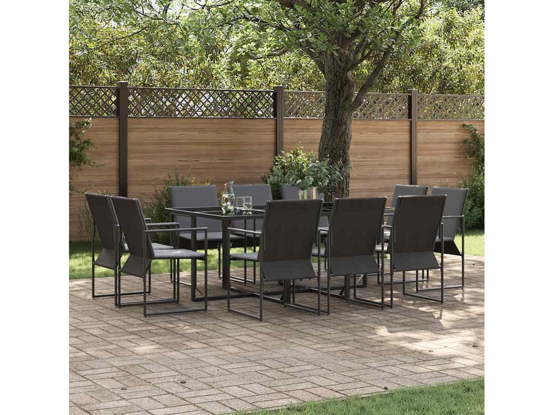 Vidaxl Conjunto de Jantar para Jardim 11 Pcs Preto Aço