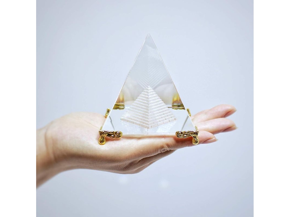 2026 pirámide de Cristal K9 para Feng Shui, Meditación Y Decoración Con Base Dorada para El Hogar Y La Oficina (2025)
