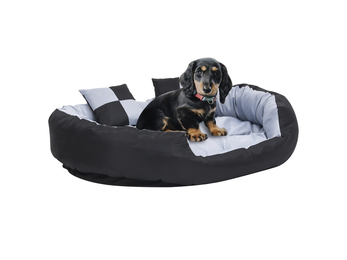 Vidaxl Almofadão P/ Cães Reversível E Lavável 110x80x23 Cm Cinza/preto