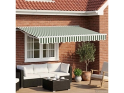Vidaxl Toldo Retrátil Elétrico Verde E Branco 3 X 2,5 M