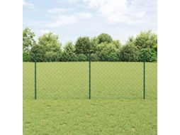 Vidaxl Cerca De Elos Com Poste 25 X 1 M Aço Galvanizado Verde Malha