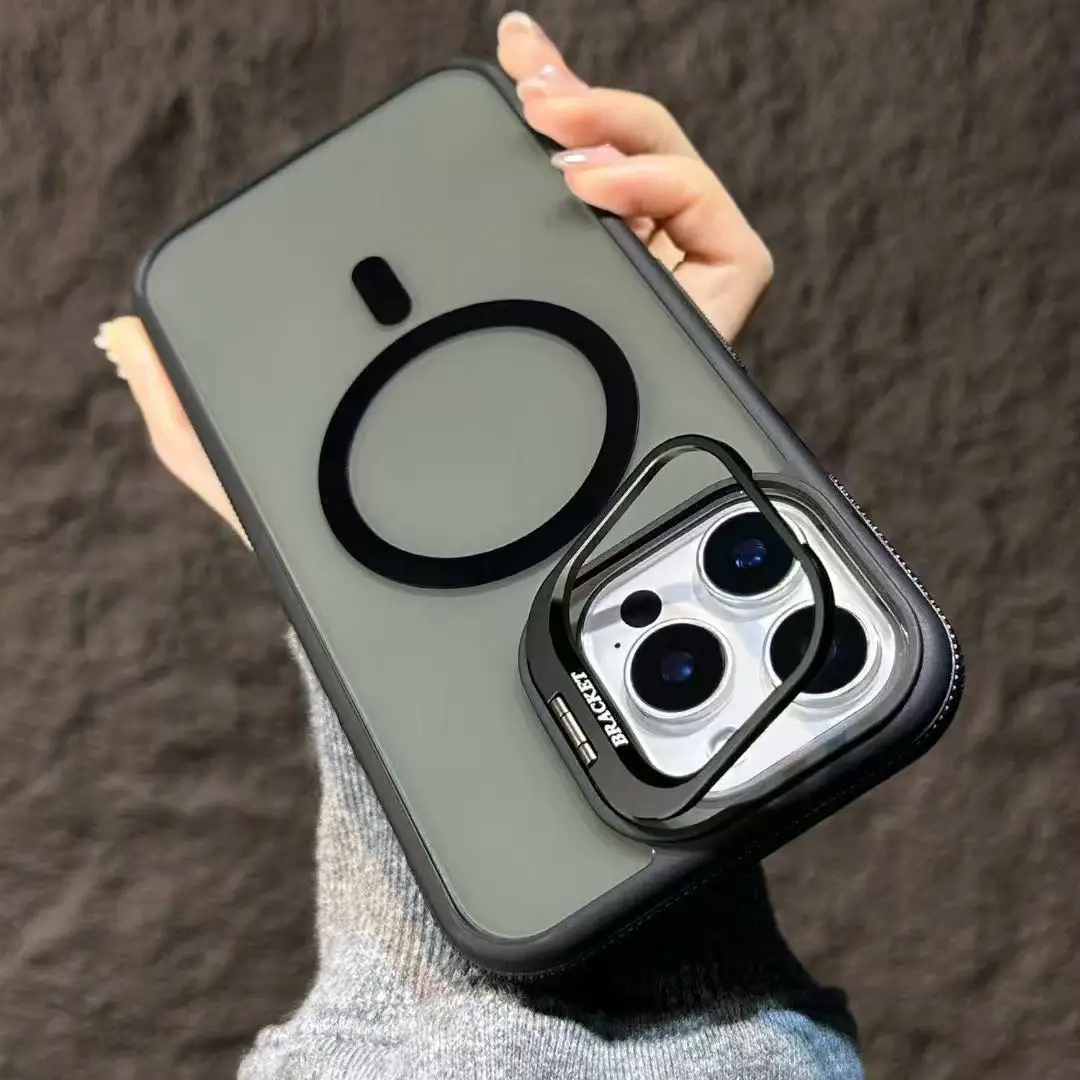 (iphone 14, Preto) Capa Magnética À Prova De Choque Para Iphone Com Suporte E Proteção Traseira.