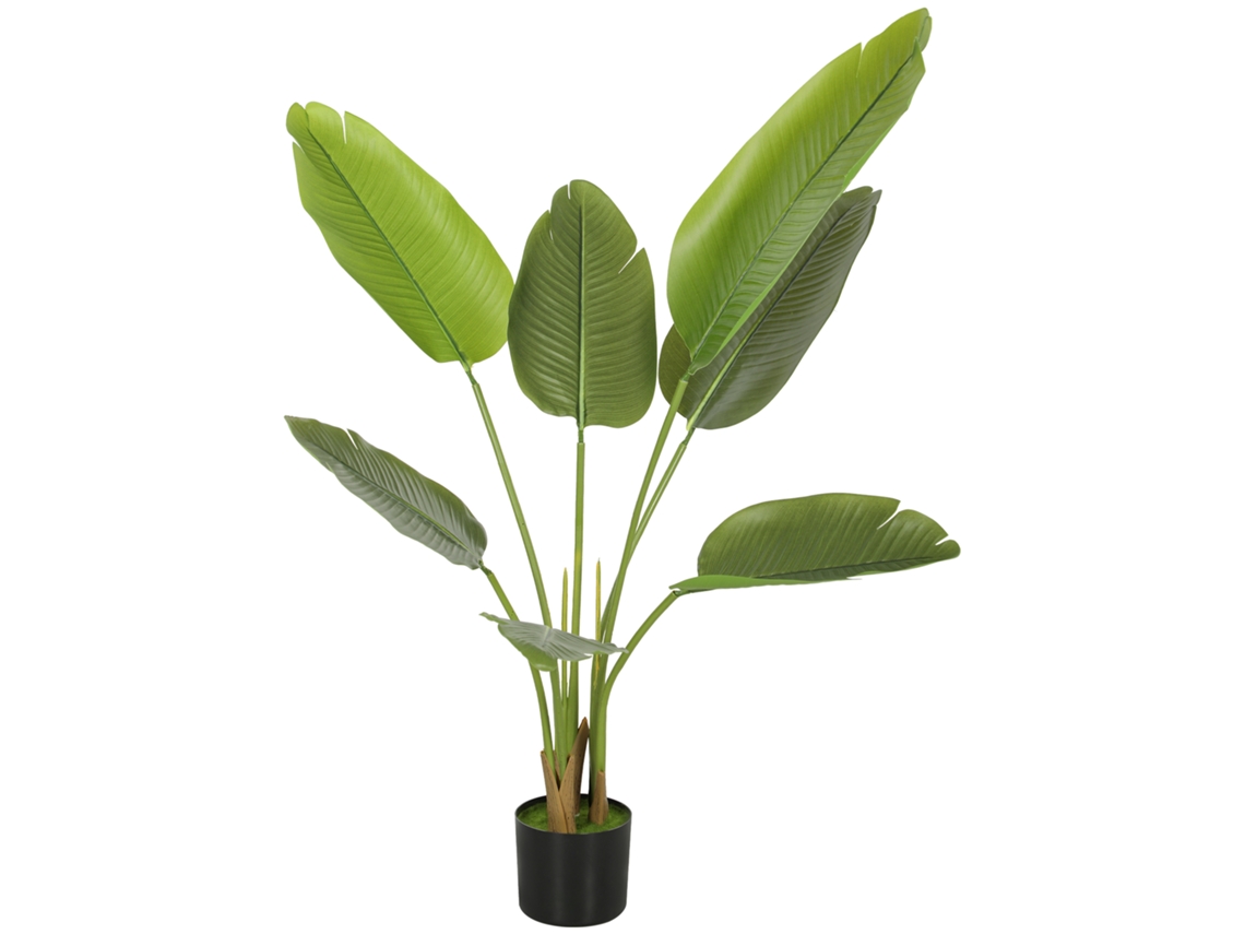 Bananeira Artificial Para Verde Interior Decorativa De 109 Cm Com Vaso E Folhas