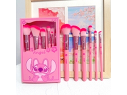 Conjunto de 6 Pincéis de Maquiagem Rosa do Desenho Animado Stitch, Feitos de Madeira. MDUG