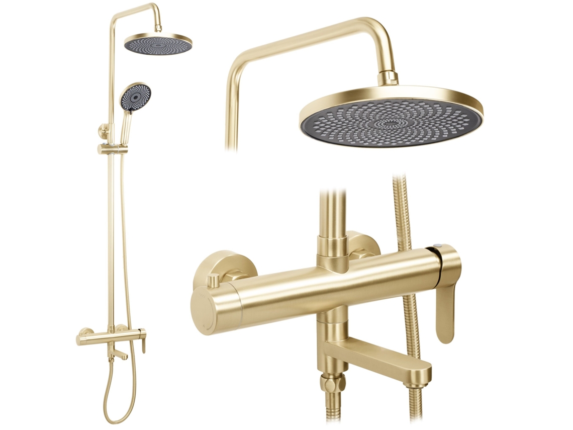 Conjunto de Ducha REA Arcos Brush Gold 15 X 15 X 134 Cm