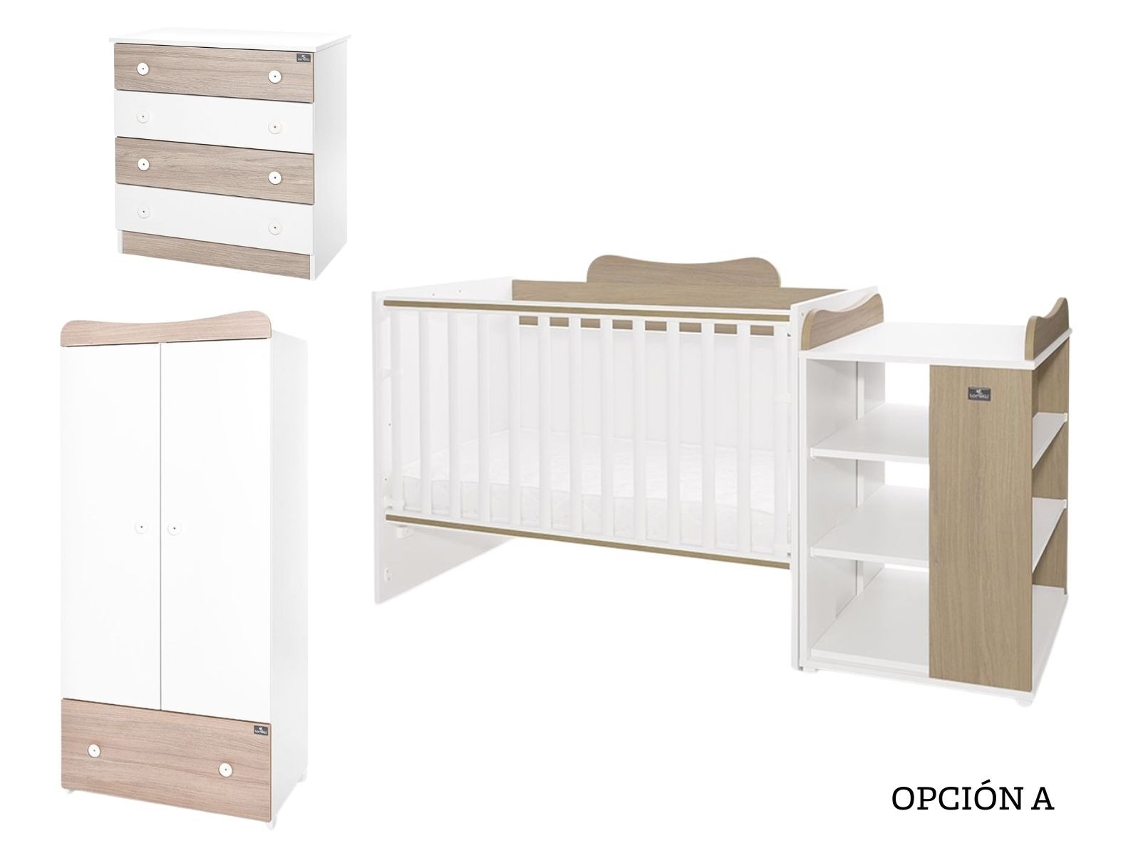 Lorelli Multi Quarto De Criança Com Berço Convertível, Cómoda E Roupeiro - White+amber