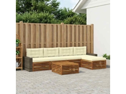 Vidaxl Conjunto De Sofás Para Exterior 6 Unid. Natural E Creme