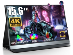 Monitor portátil QLED 4K UHD 3840x2160 HDR de 15,6 polegadas, com porta USB-C Full HD, Mini HDMI, padrão VESA 75x75.
