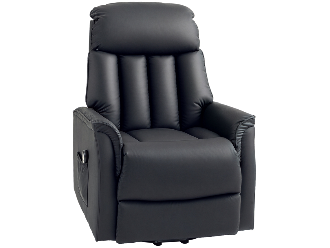 Cadeira Elétrica Para Levantar, Modelo Tv Com Função Reclinável E Couro Sintético Preta 80x94x104 Cm