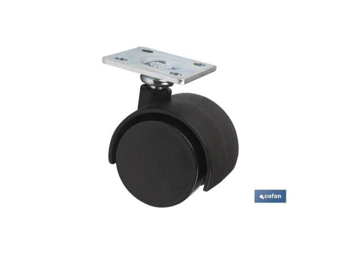 Rueda plastic ø50mm placa   caja 4 unid.