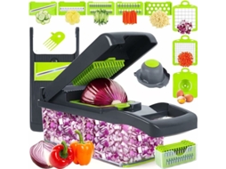 Mandolina manual multifuncional Slowmoose 16 em 1 com 8 lâminas para fatiar, cortar em cubos e ralar vegetais e batatas fritas