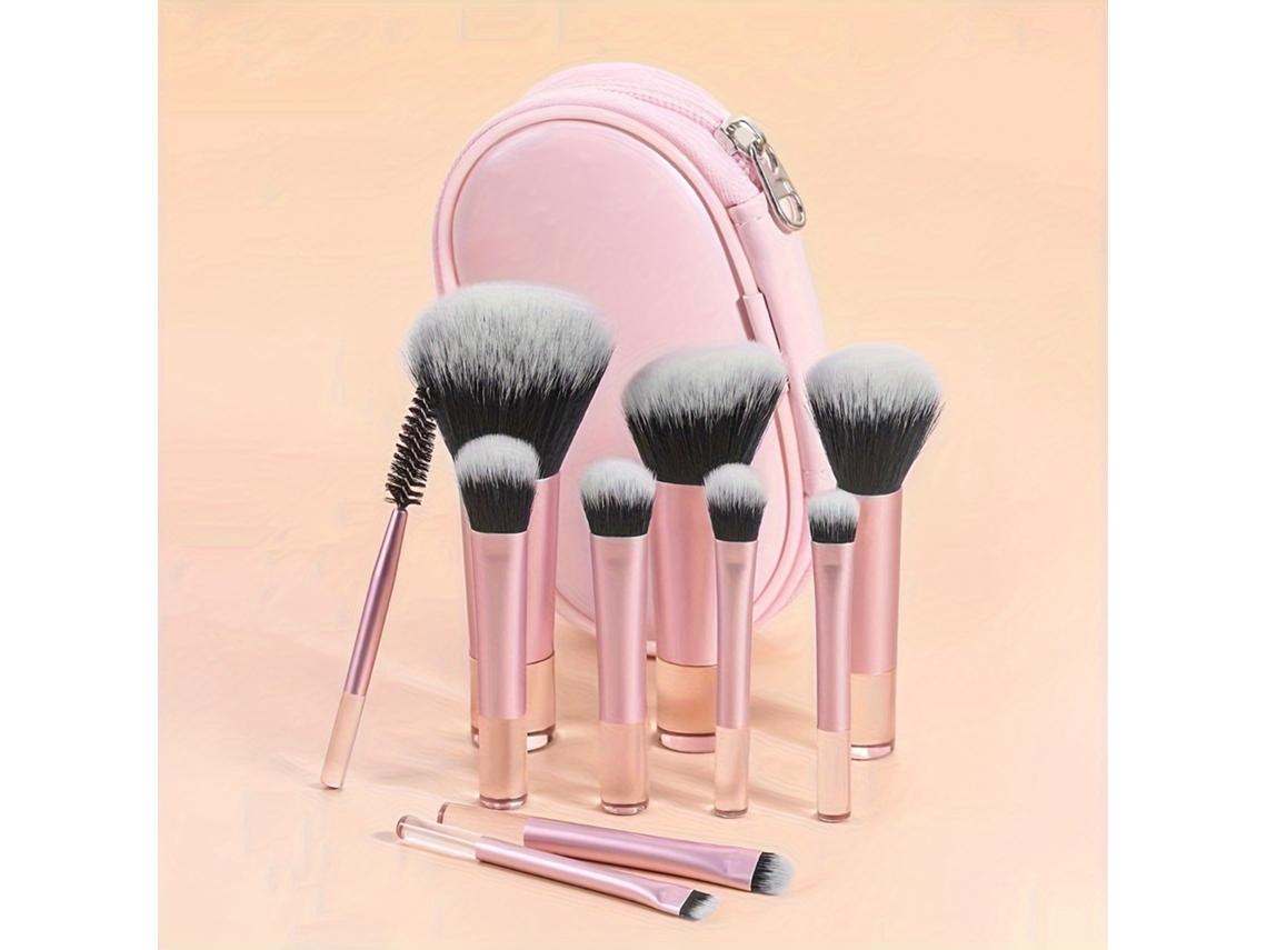 10pcs Mini Pinceis De Maquilhagem Para Viagem Com Bolsa De Armazenamento Rosa GERTIZ