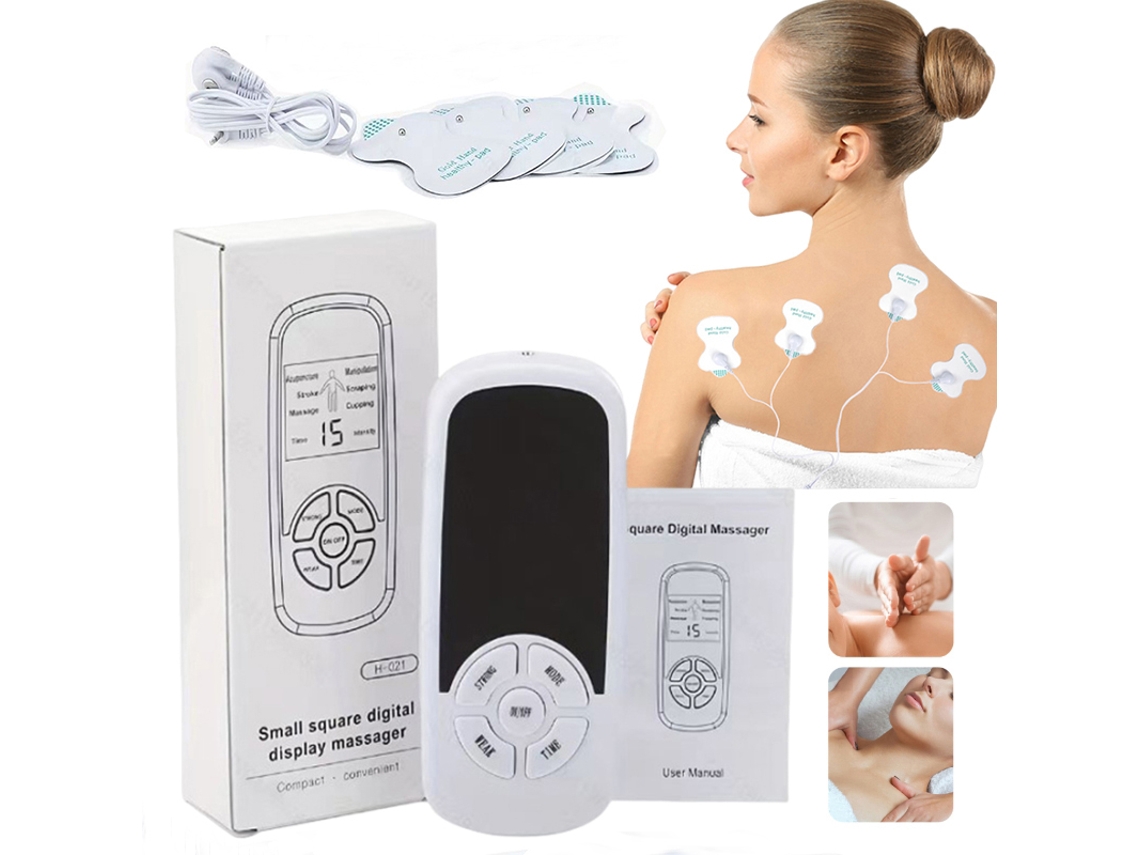 Massageador Corporal Digital Multifuncional com Estimulador Eletromuscular de Pulso MDUG
