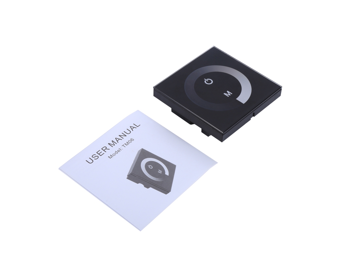 2026 interruptor de Parede com Painel Táctil Dimmer para Fita Led Controlador de 1 Canal Luz Dc 12v 24v Preto