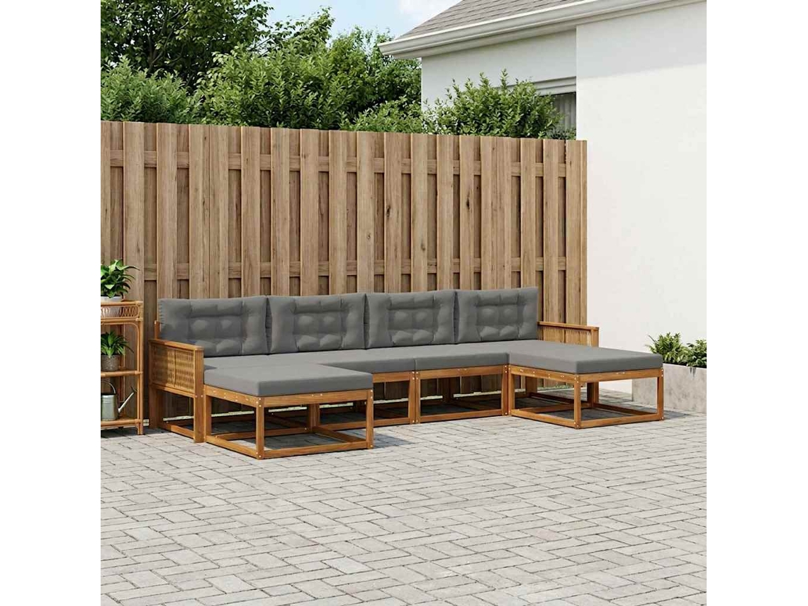 Vidaxl Conjunto De Sofás Para Exterior 6 Unid. Natural E Antracite