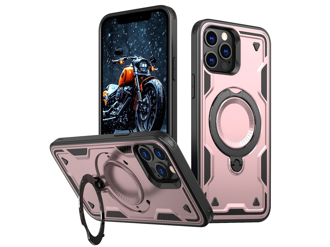 Capa Armor Híbrida Pc Tpu Para Iphone 12 Pro Max - Suporte De Anel Magsafe