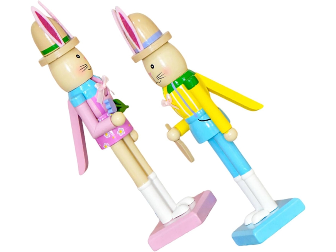 Conjunto De 2 Quebra-nozes De Madeira Para Decorações De Primavera E Páscoa