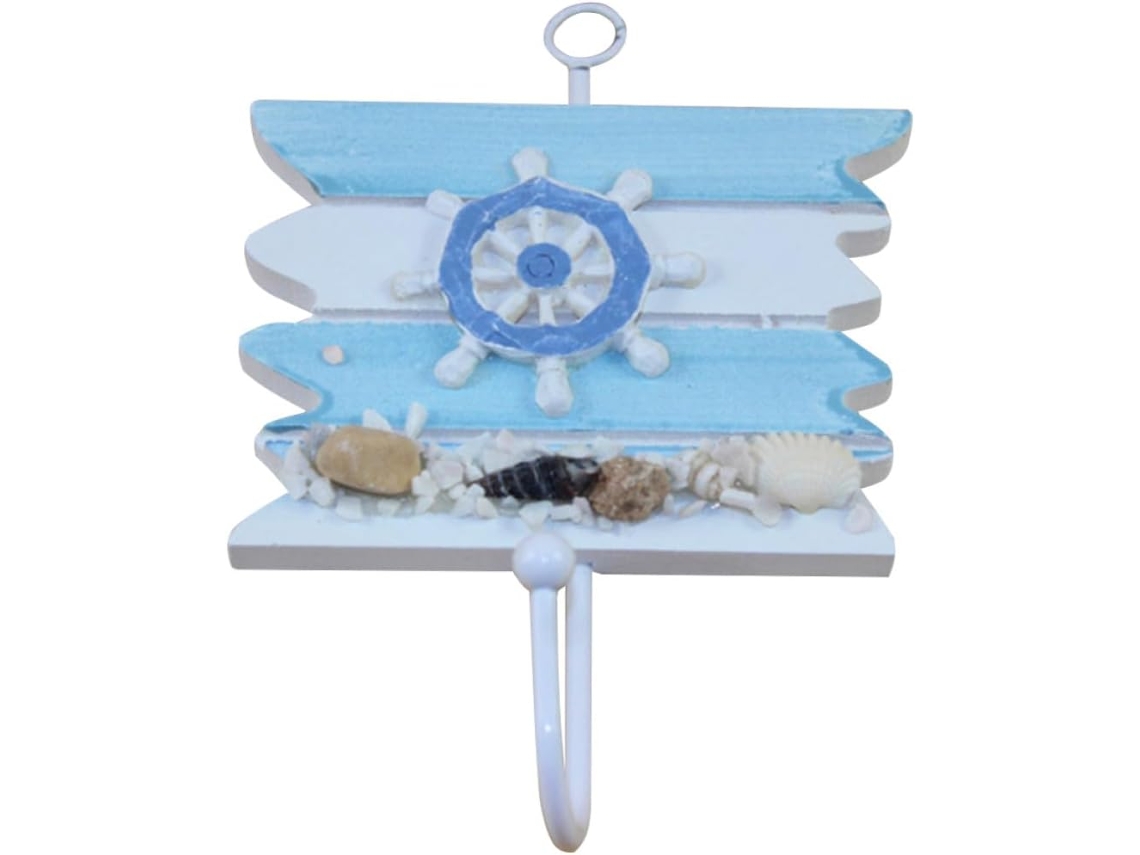Conjunto De 2 Ganchos Decorativos De Parede Em Madeira, Estilo Mediterrâneo, Com Motivos Náuticos.