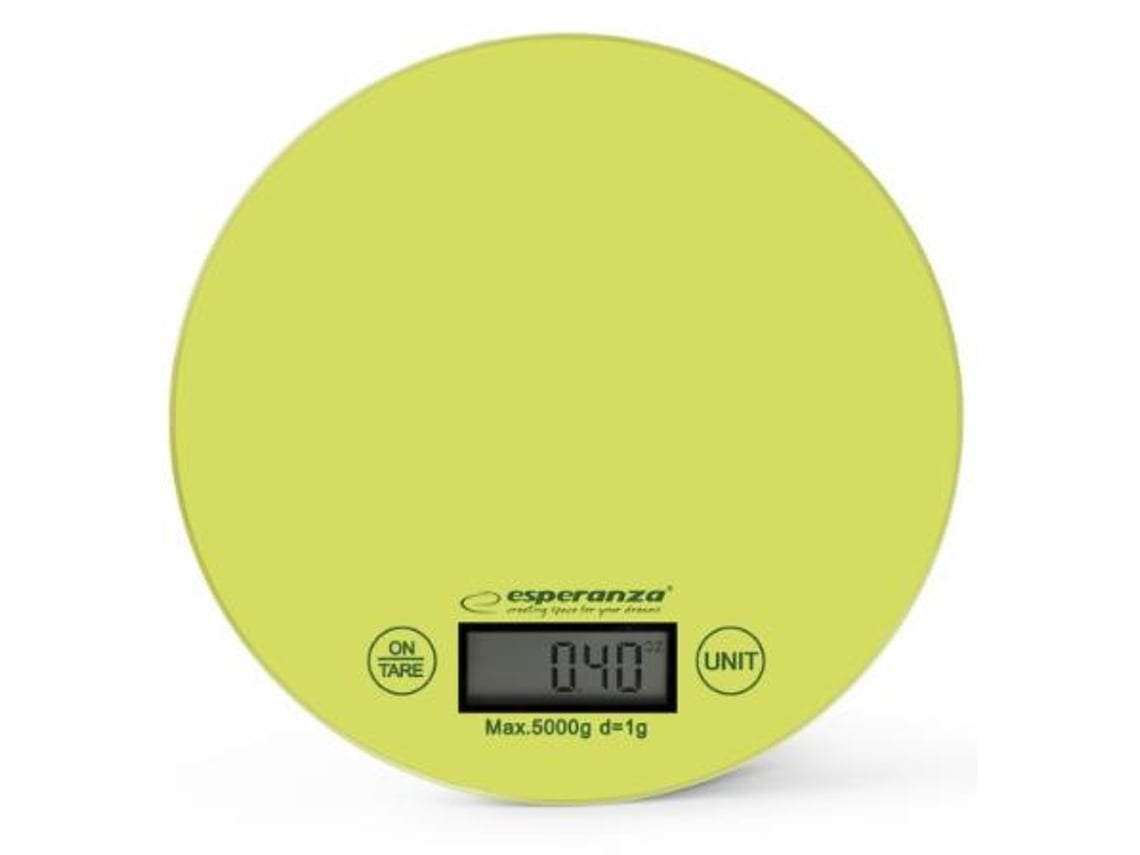 Esperanza Eks003G Balança de Cozinha Verde Amarelo Balcão Redondo Balança de Cozinha Eletrónica