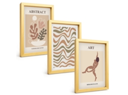 Um Conjunto De Imagens Decorativas Em Uma Moldurapadrões Boho Abstratos Matisse Moldura Dourada Pinturas De Quarto Espelharte (3 Peças 20x30 Cm)