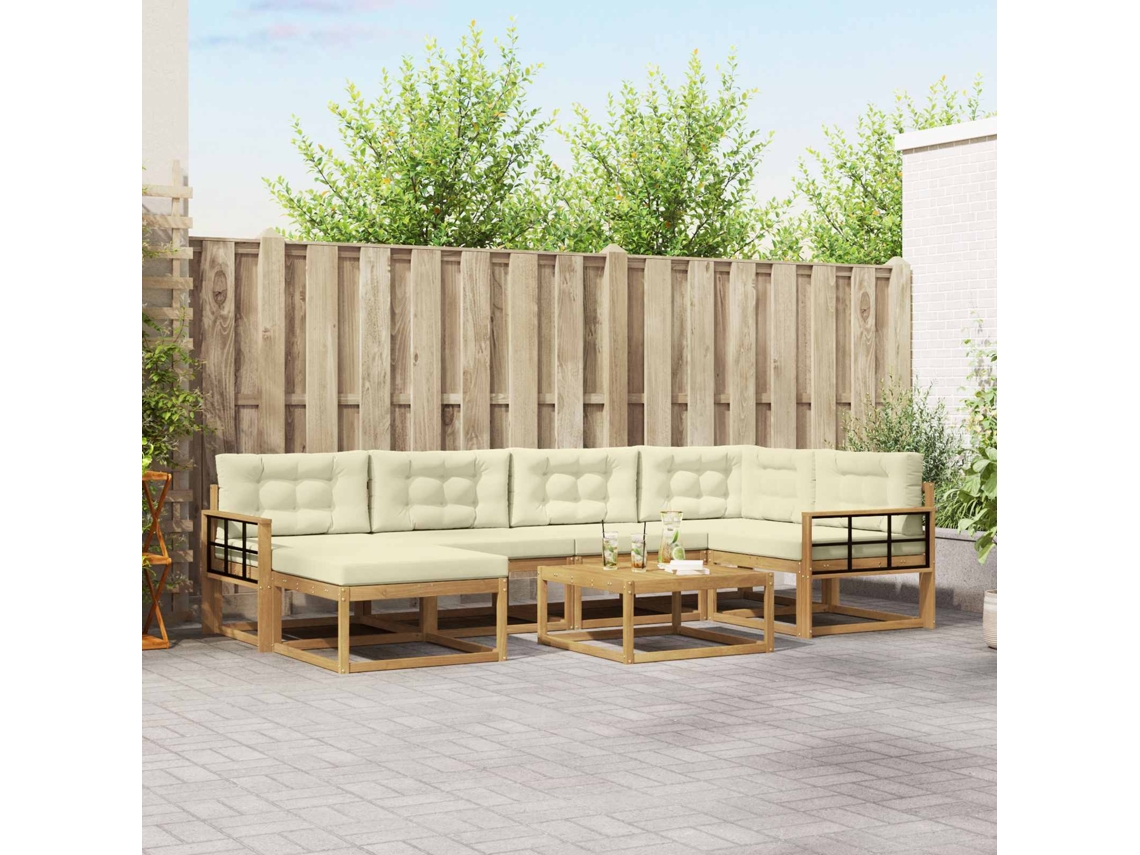 Vidaxl Conjunto De Sofás Para Exterior 7 Unid. Branco E Creme