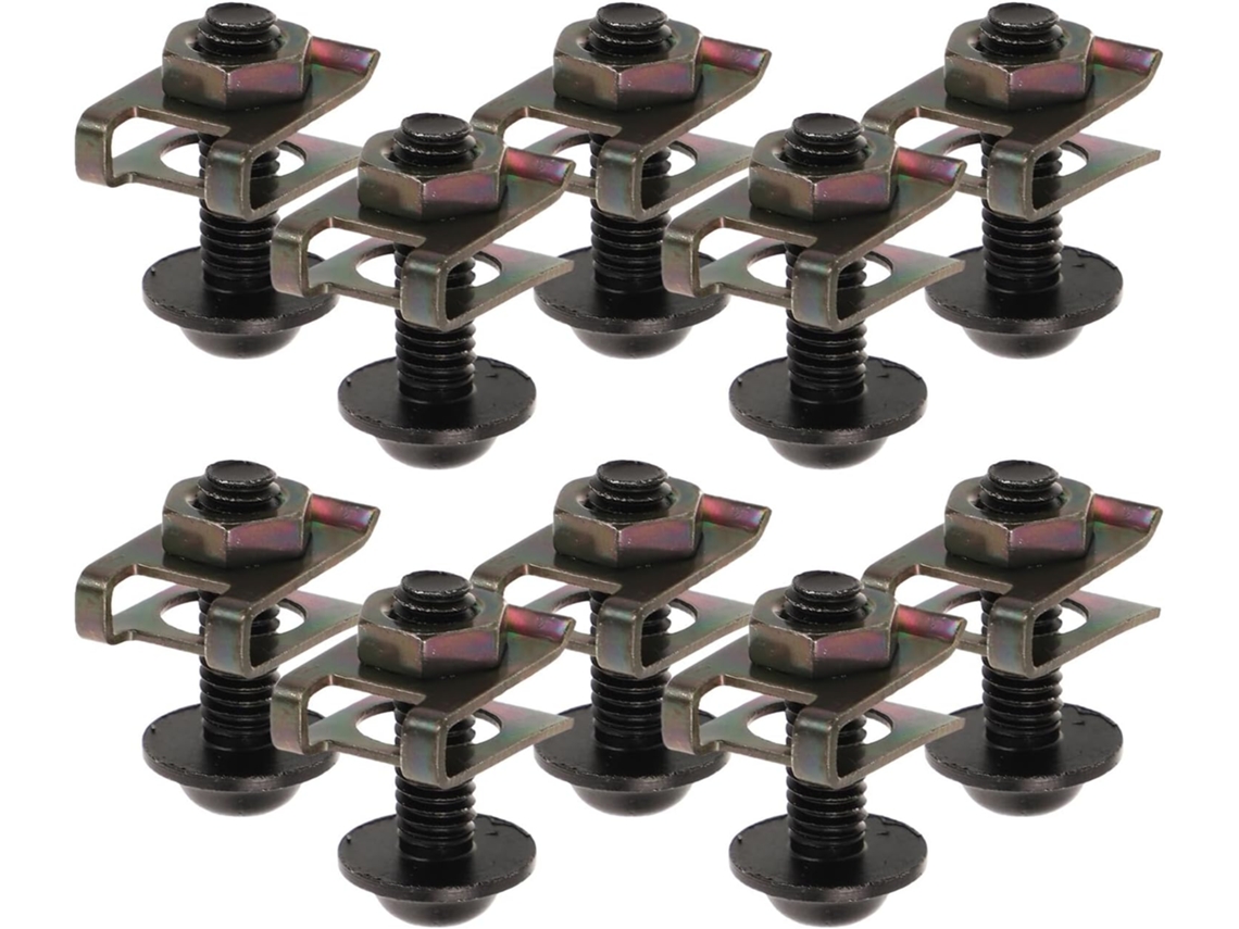 Kit Com 20 Parafusos Autoatarraxantes Pretos De 6 Mm, Porcas E Clipes Para Fixação De Painéis Laterais De Motocicletas.