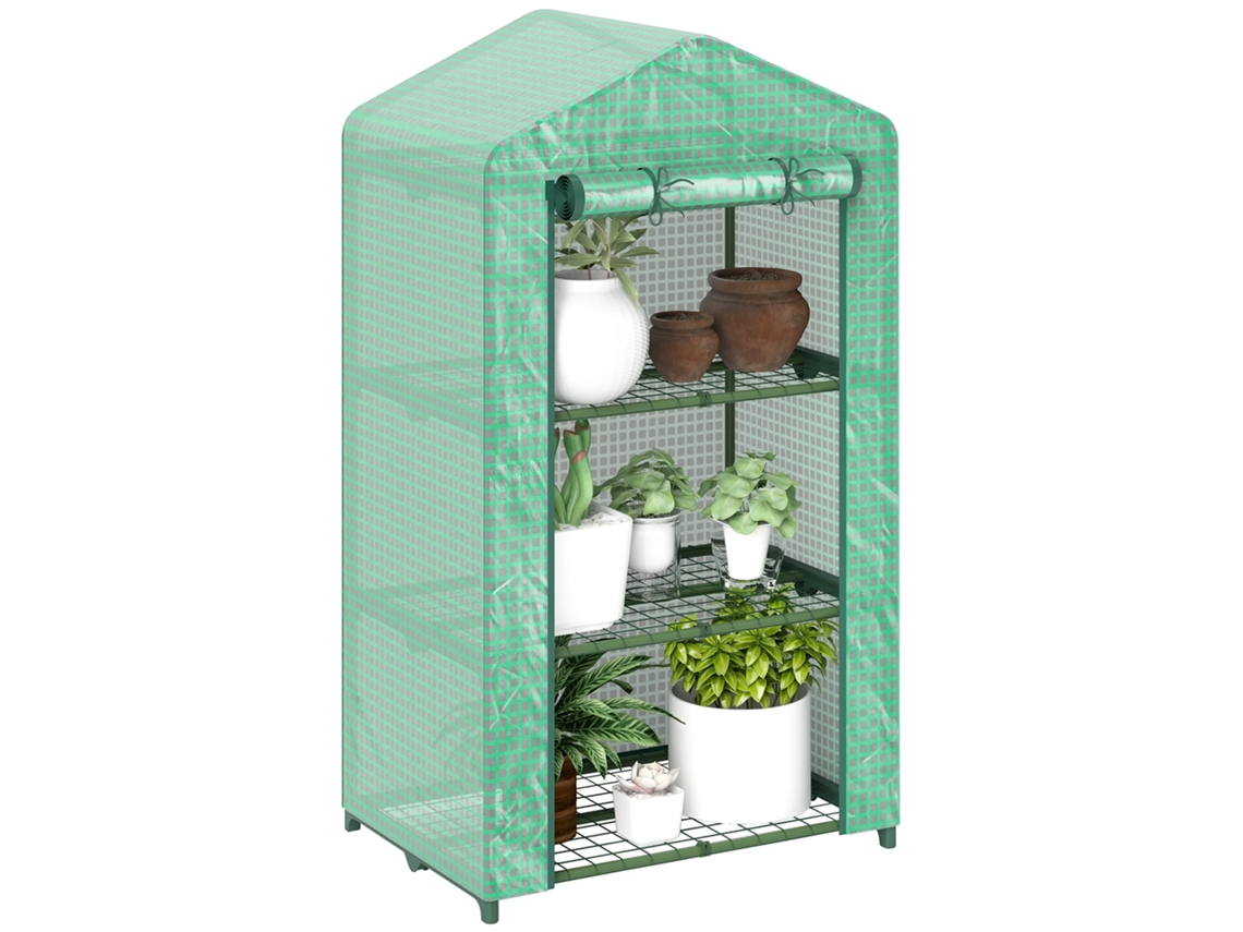 Estufa De Jardim, Design Em Múltiplos Níveis, Cobertura Resistente A Uv, Verde