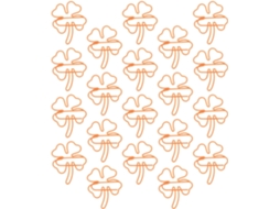 Conjunto de 40 clipes decorativos de metal no formato Trevo Laranja, ideais para artesanato e convites.