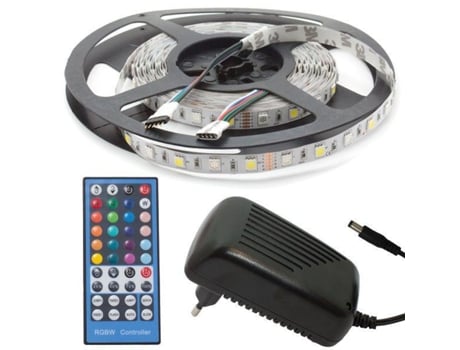 Pack Fita 300 Leds Rgb+W 5 Mts 12V + Controlador + Fonte Alimentação