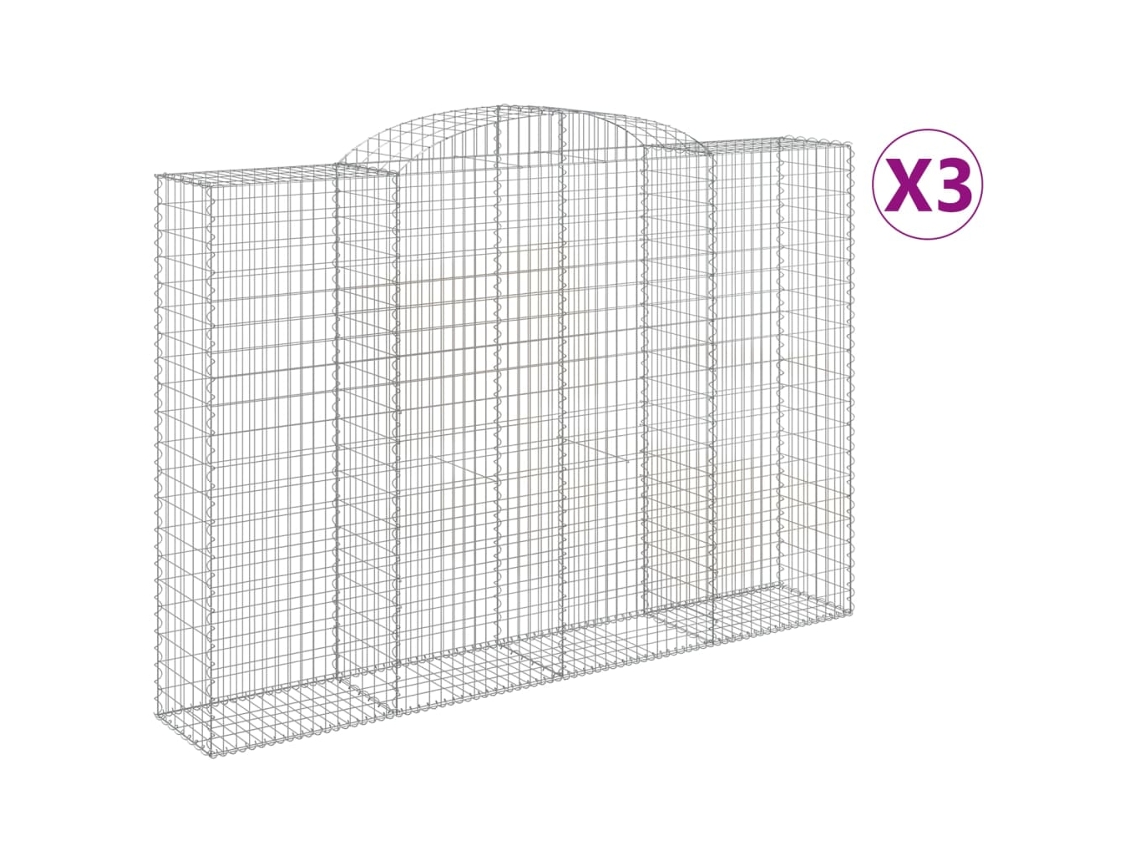 Gabion Basket, Gabion Baskets Vidaxl Prateado Ferro (300 X 50 X 200/220 Cm)