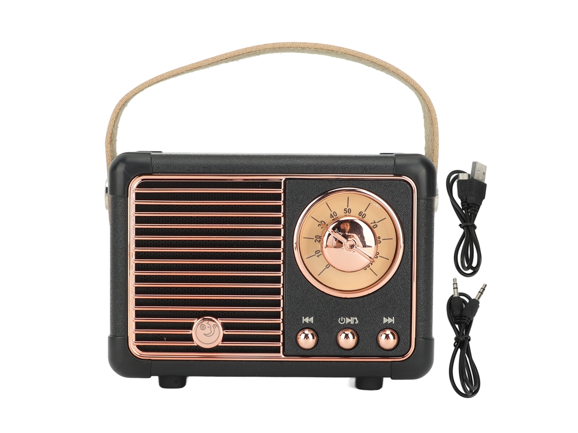 Caixa de som Bluetooth Business retrô, portátil, mini, estilo clássico, para cozinha, mesa, quarto, escritório, preta | S/MARCA