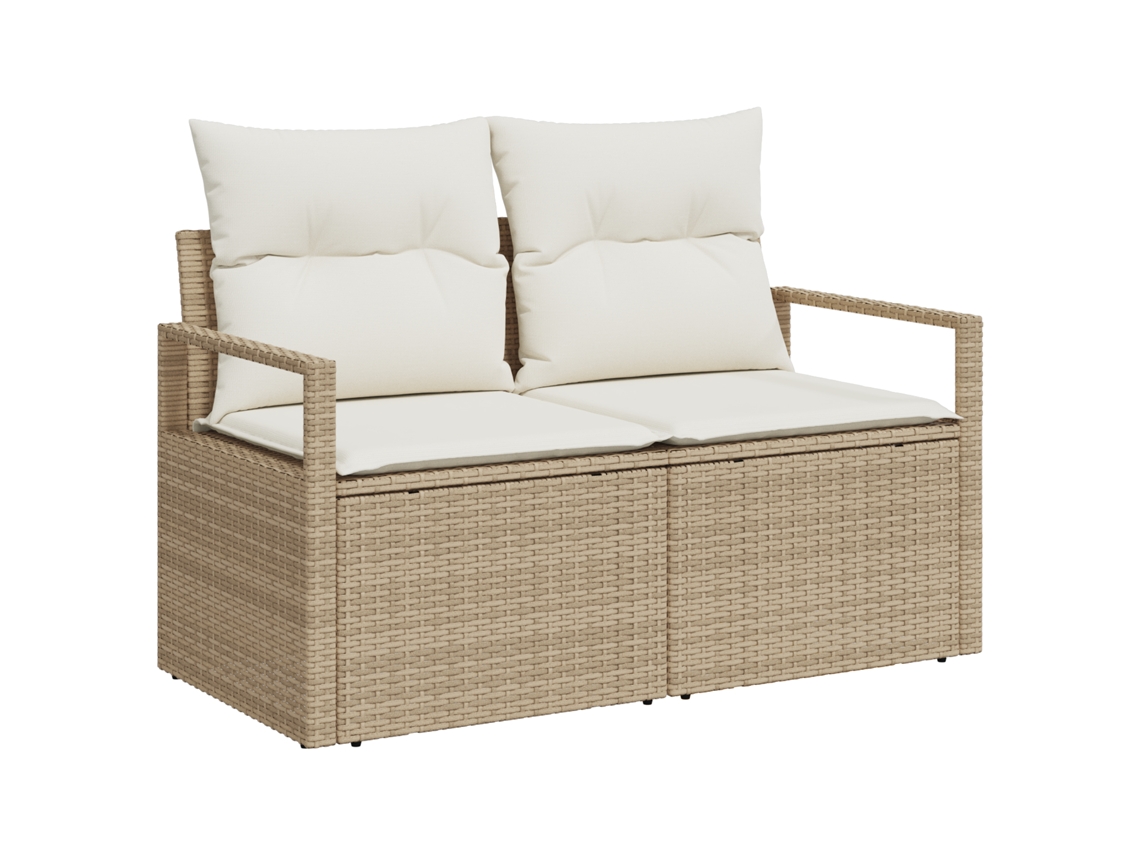 Conjunto 6 Conjunto De Jardim Ao Ar Livre Vidaxl Bege Vime Pe (230 X 117 X 85 Cm)