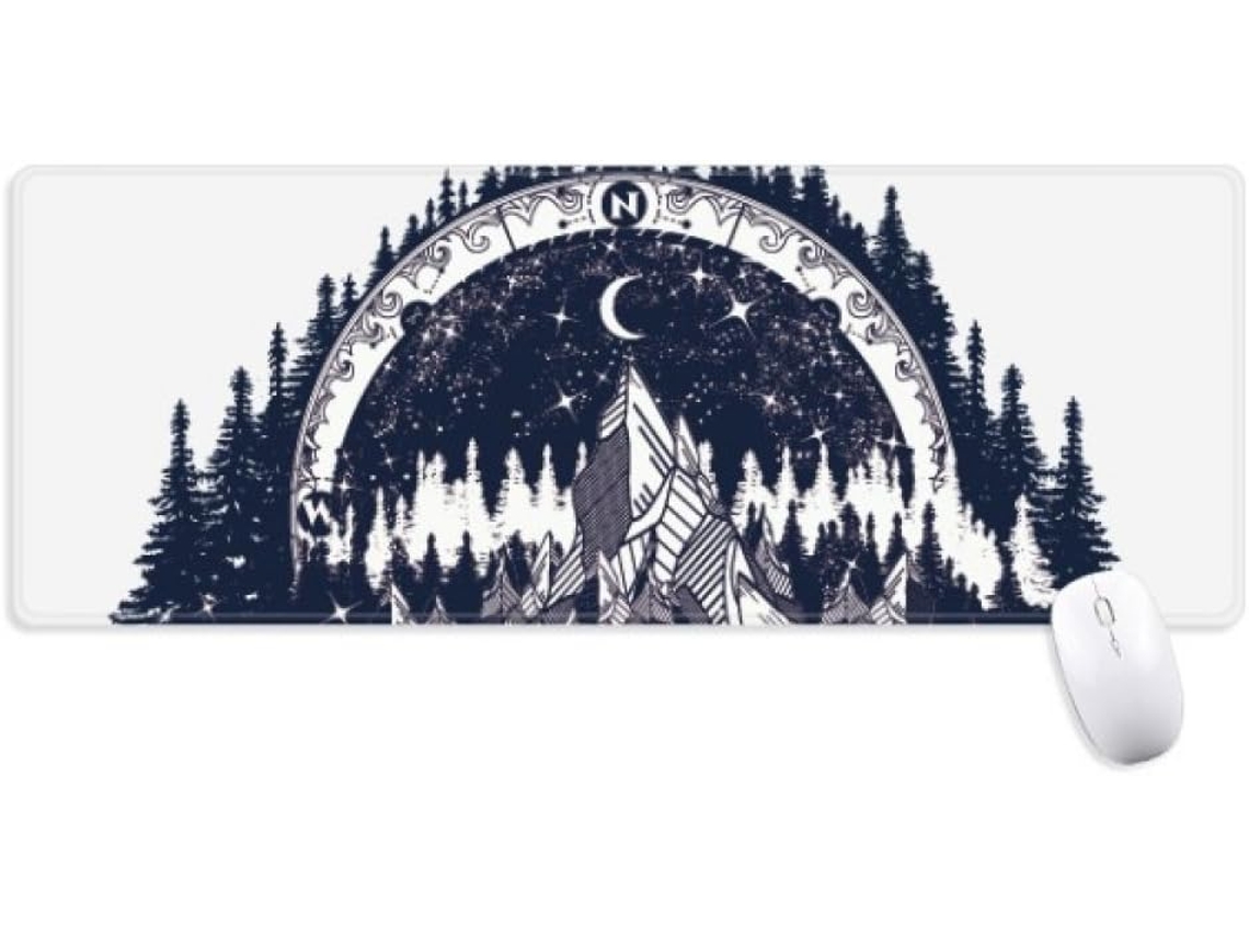 Mousepad Antiderrapante Iceberg com Estampa de Lua e Floresta 80 X 30 0,4 Cm