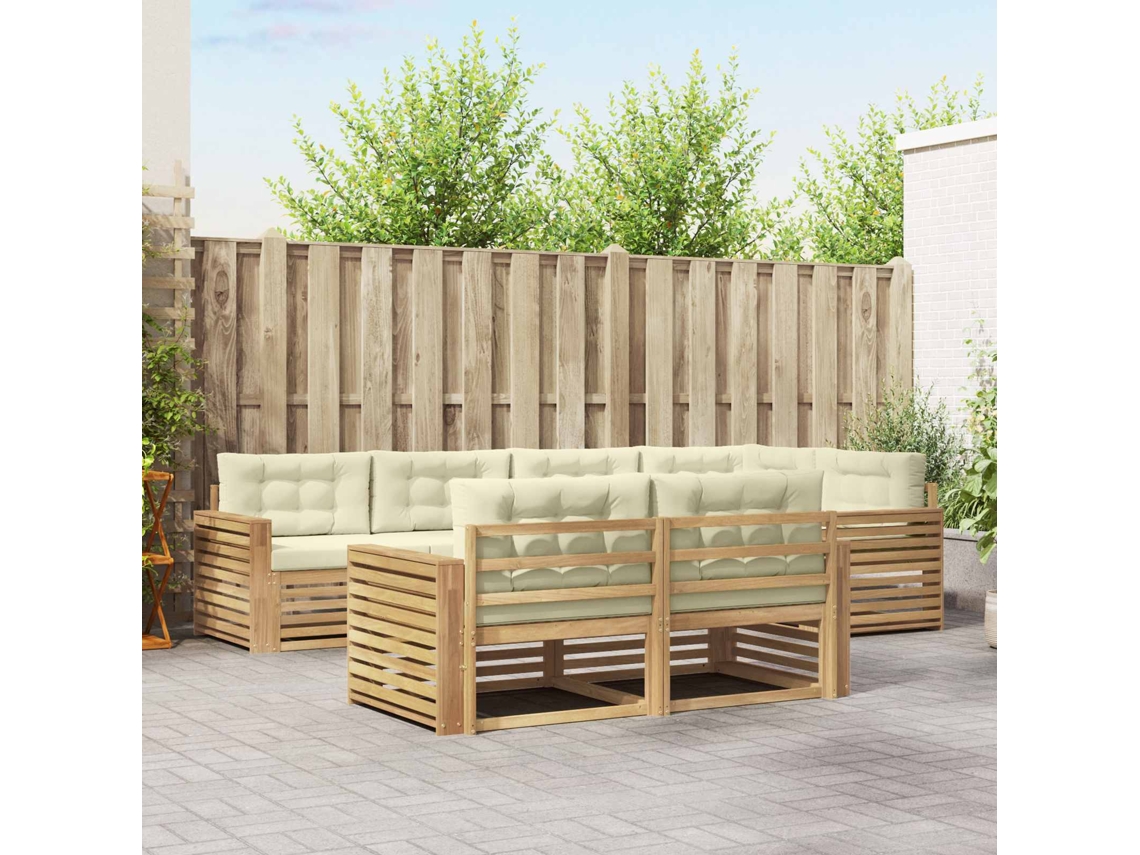 Vidaxl Conjunto De Sofás Para Exterior 7 Unid. Branco E Creme