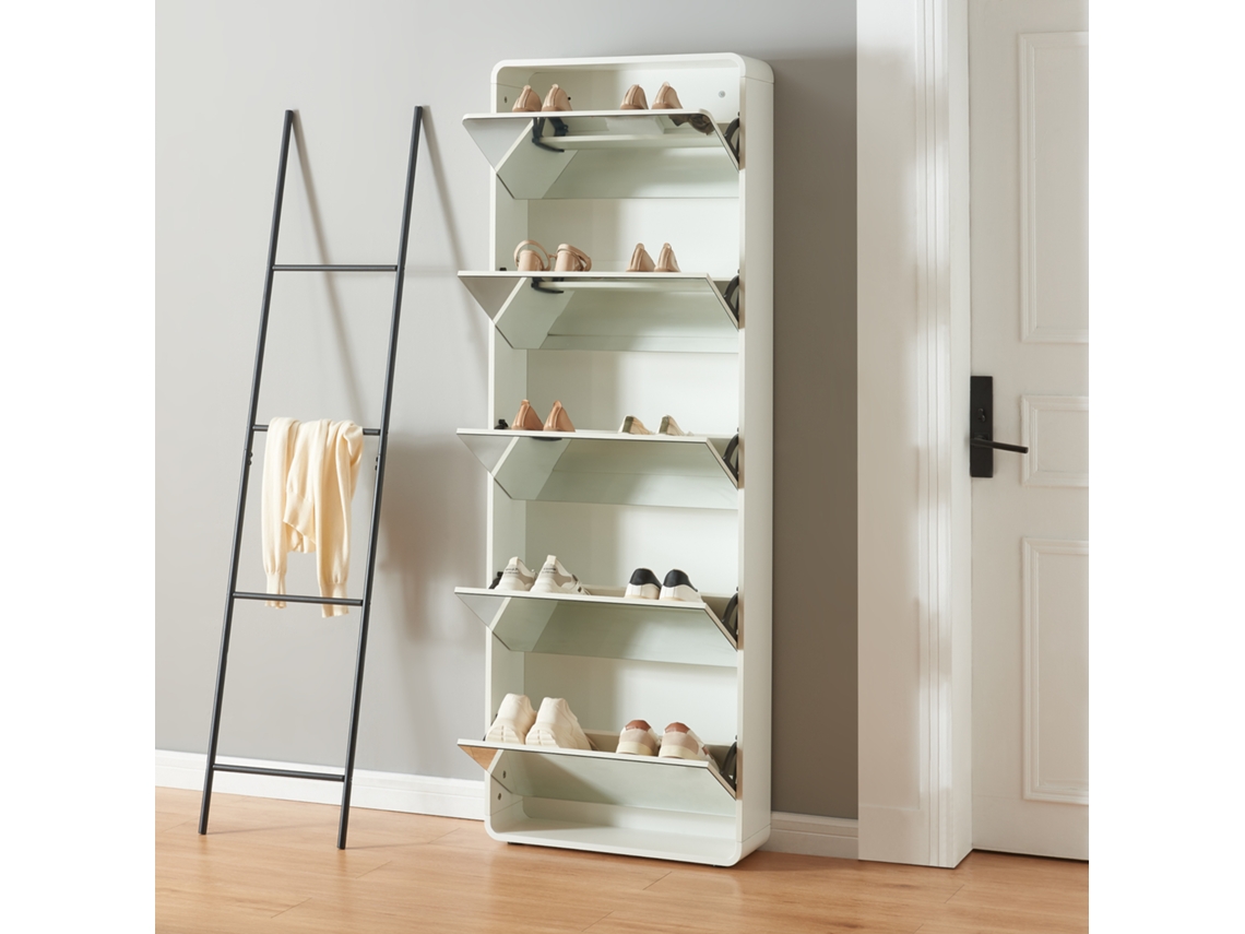 Sapateira Aure com 5 portas com dobradiças 180x63x24 cm - Branco [EN.CASA]