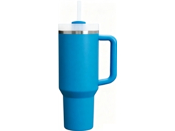 Copo Térmico 1,2l Aço Inoxidável Azul Com Pega Para Carro Viagem