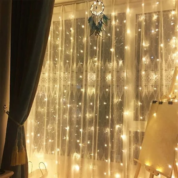 Cordão De Luzes, 3 X 3 M, 8 Modos, 300 Leds, Recarregável, Alimentação Usb, Comando Remoto, Temporizador